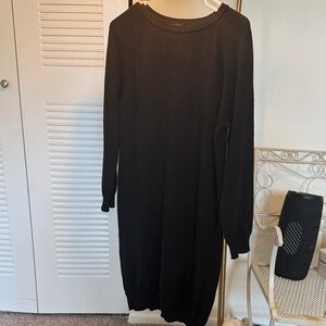 Chic Black Long Sleeve Tunic Dress